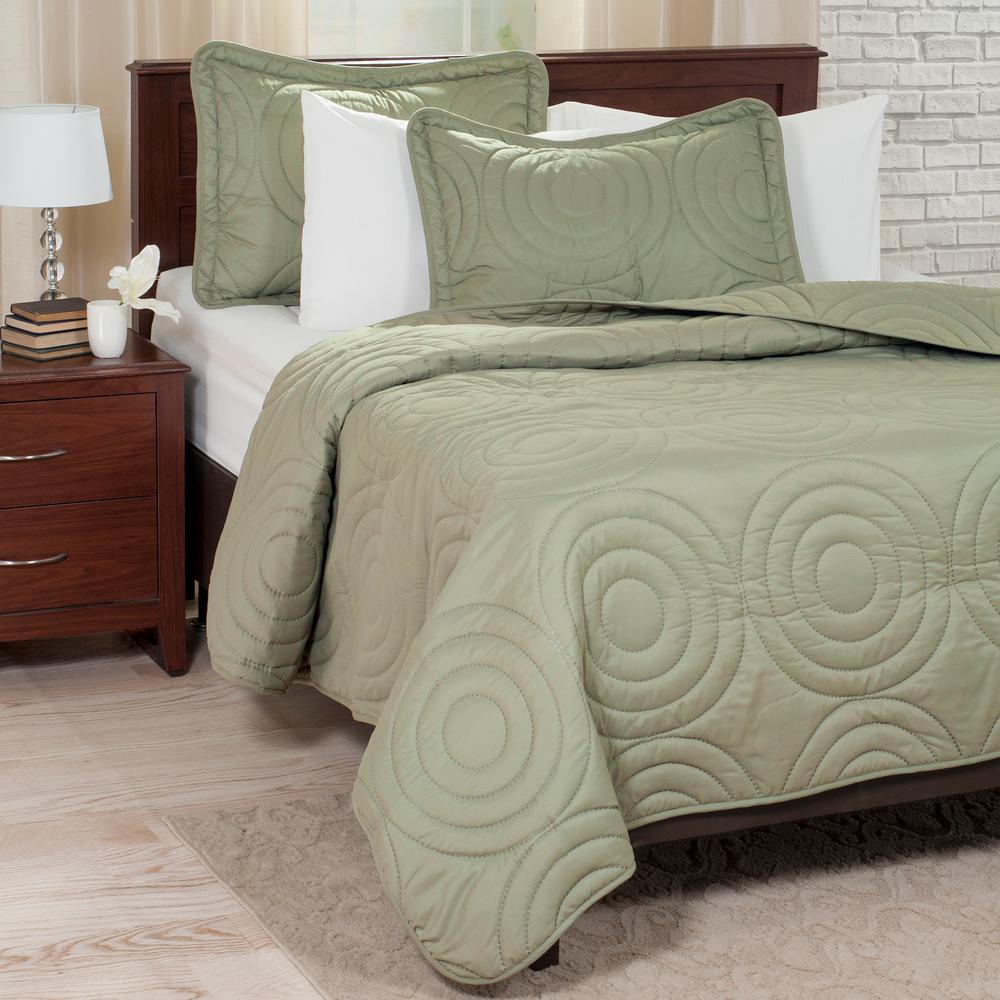 Lavish Home Embossed Green Polyester Twin Quilt 6641TG The Home Depot