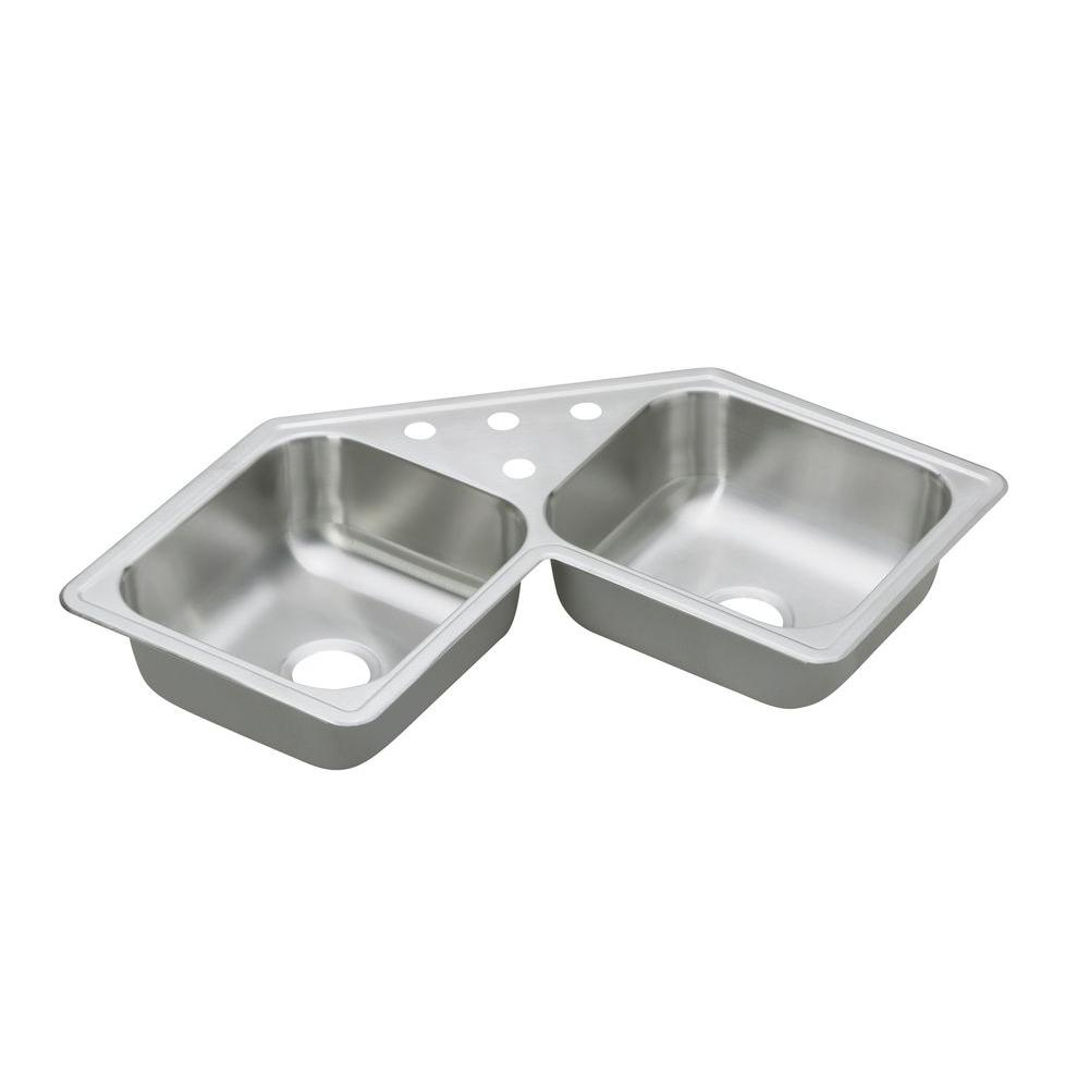 Elkay Dayton Elite Drop In Stainless Steel 32 3 Hole Double Bowl Kitchen Sink