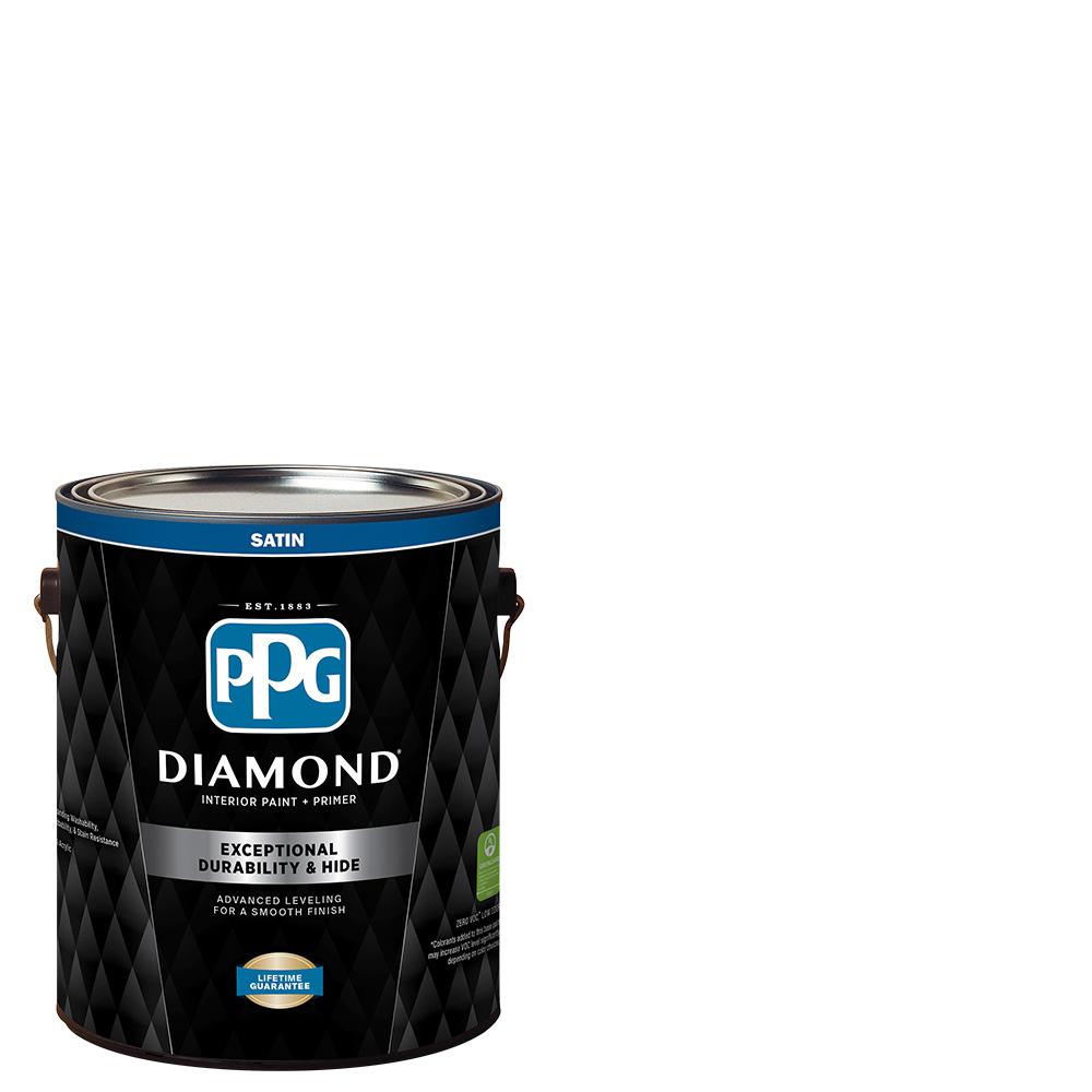 PPG Diamond 1 Gal. Pure White Satin Interior Paint and PrimerPPG53410