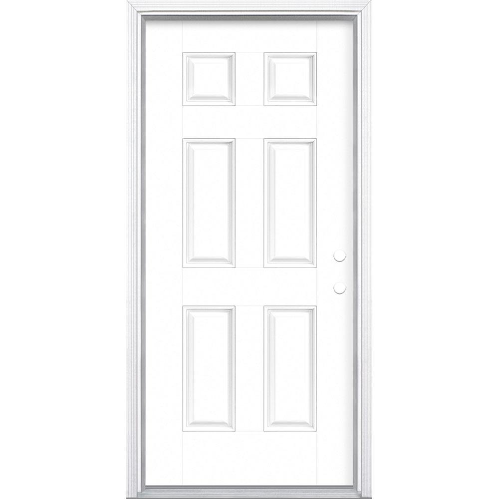 Masonite 36 In X 80 In 6 Panel Right Hand Inswing Primed White