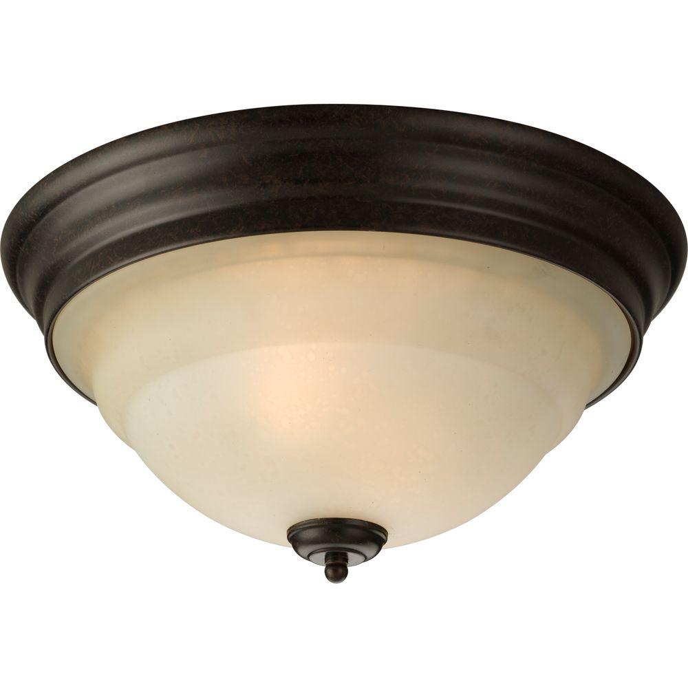 Progress Lighting Torino 2 Light Forged Bronze Flush Mount With Tea Stained Gl Progress Lighting Torino 2 Light Forged Bronze Flush Mount With Tea Stained Gl