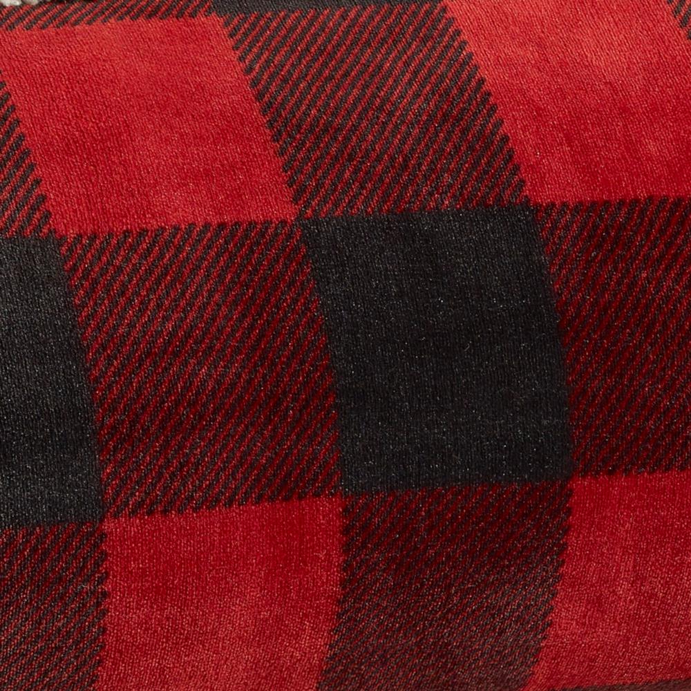 Eddie Bauer 216689 Cabin Plaid Flannel Sherpa Throw Red