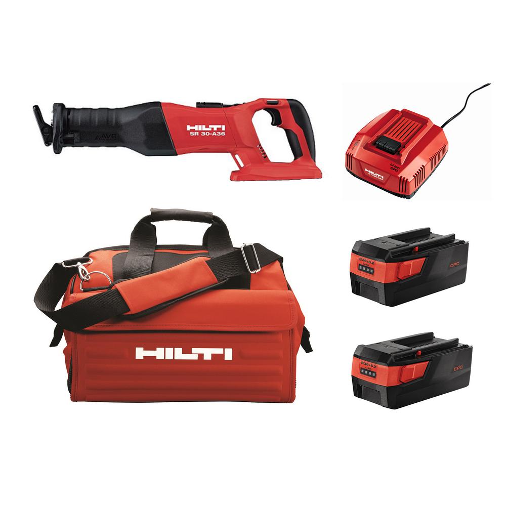 Hilti 36Volt SR 30A LithiumIon Cordless Reciprocating Saw Kit with