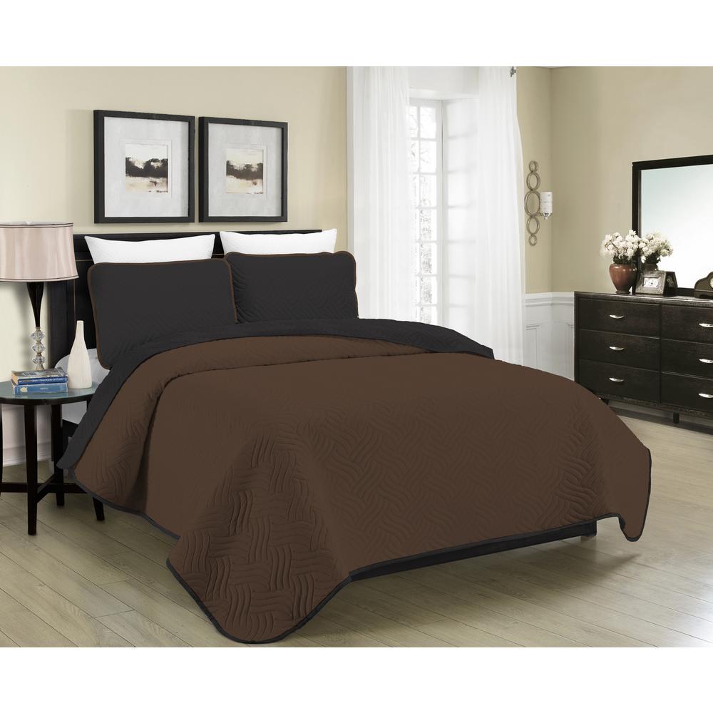 Morgan Home Reversible Austin 3 Piece Black And Brown Full And
