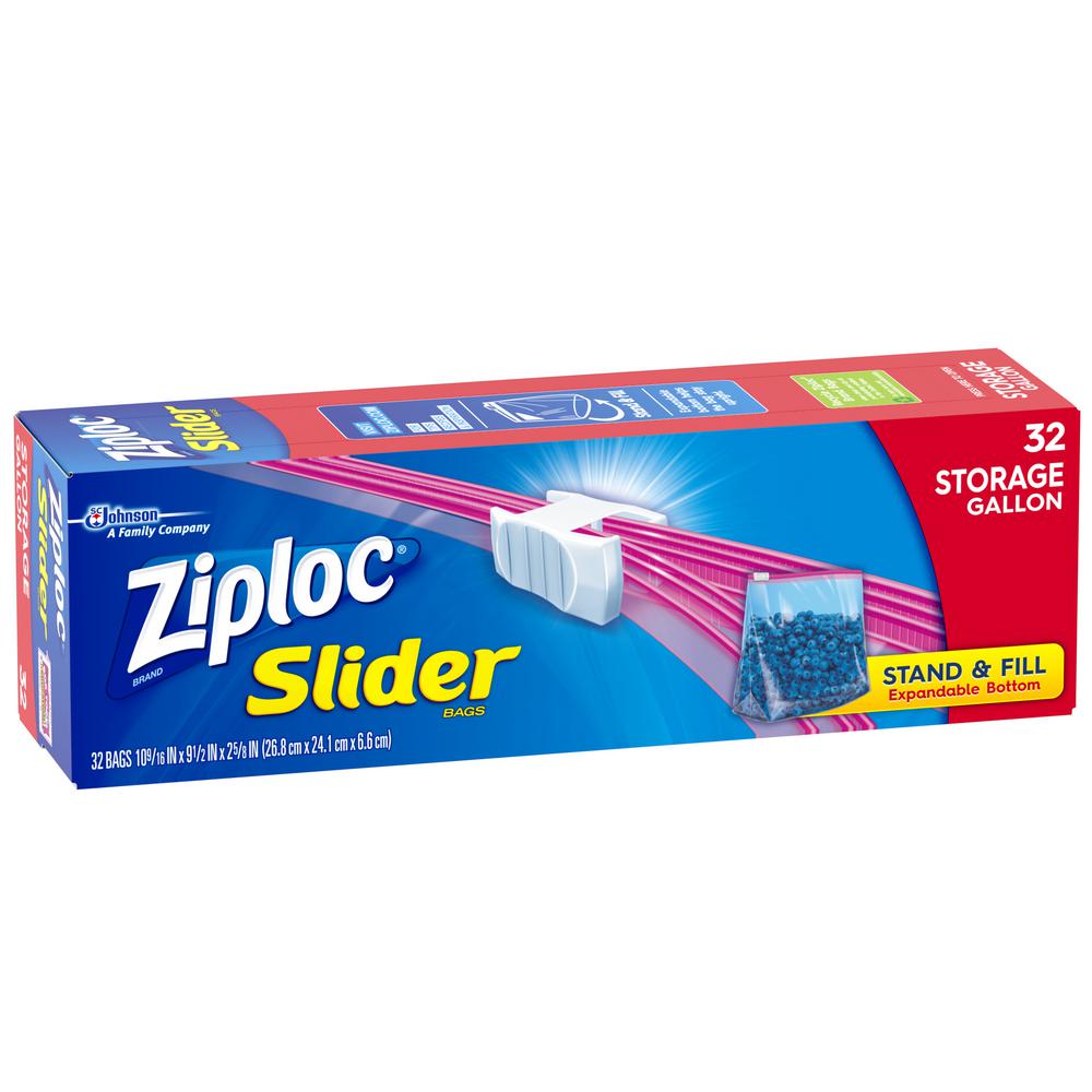 Ziploc Plastic Slider Storage Bags Quart (32Pieces)624759 The Home