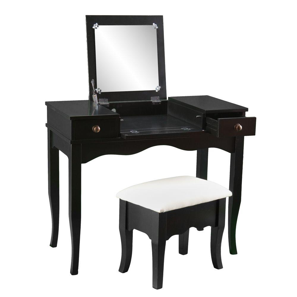 Southern Enterprises Calla 2 Piece Black Vanity Set Hd866321 The