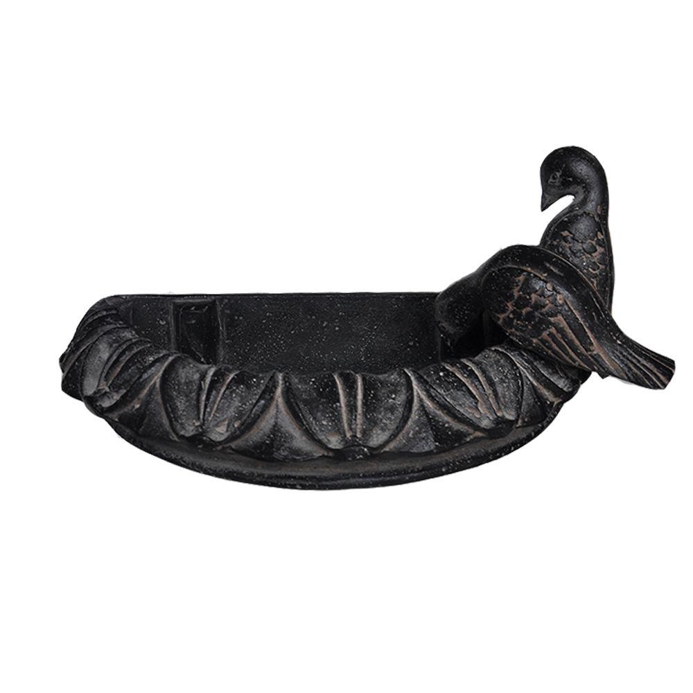 Mpg Charcoal Cast Stone Wall Mounted Birdbath