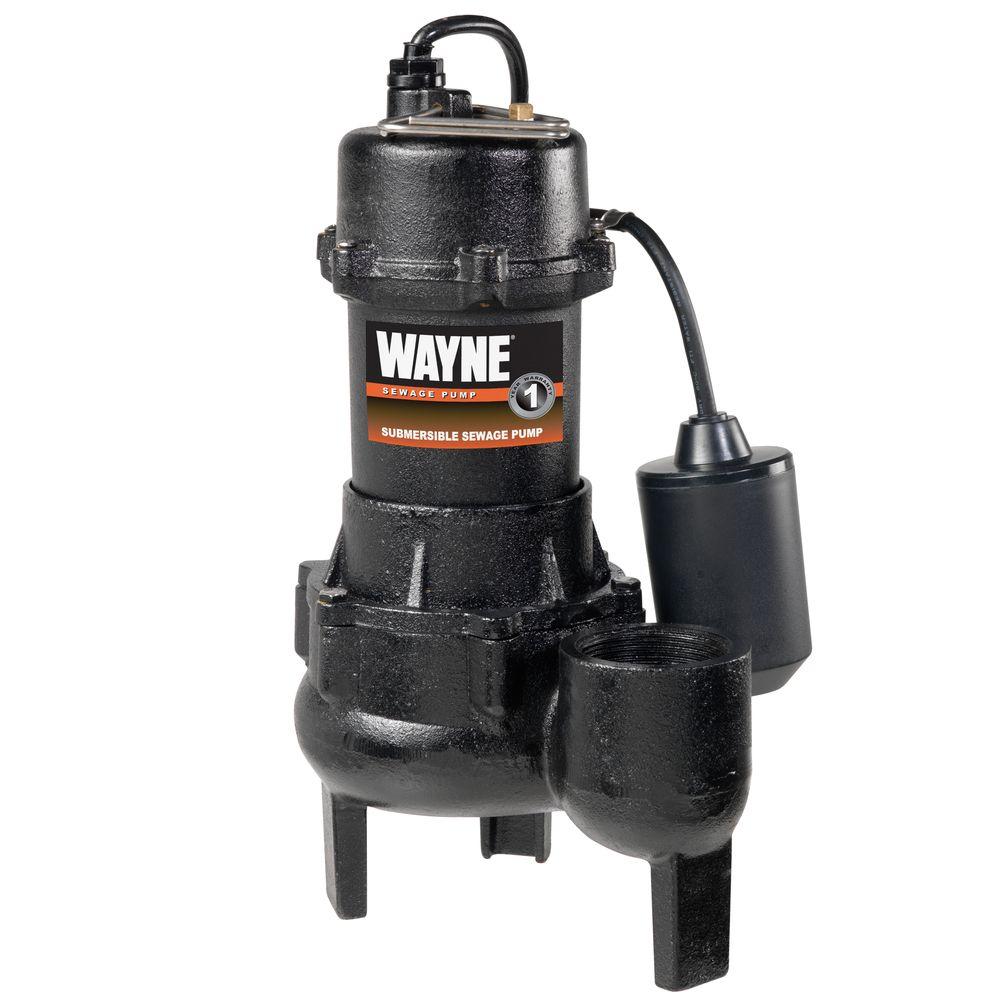 Wayne 1 2 Hp Cast Iron Sewage Pump With Tether Float Switch Rpp50 The Home Depot