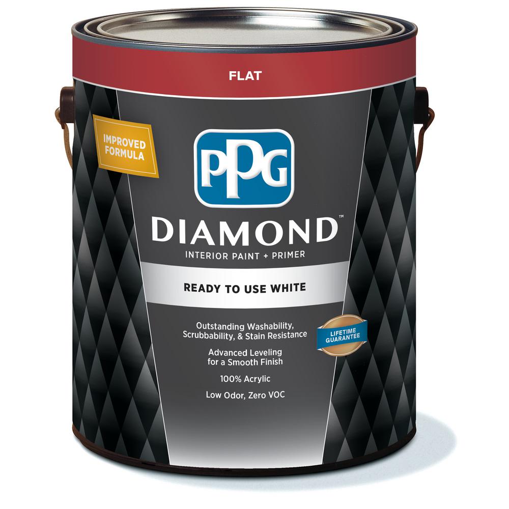 Ppg Diamond 1 Gal White Flat Ready To Use Interior Paint With White Flat Ready To Use Interior Paint With Primer