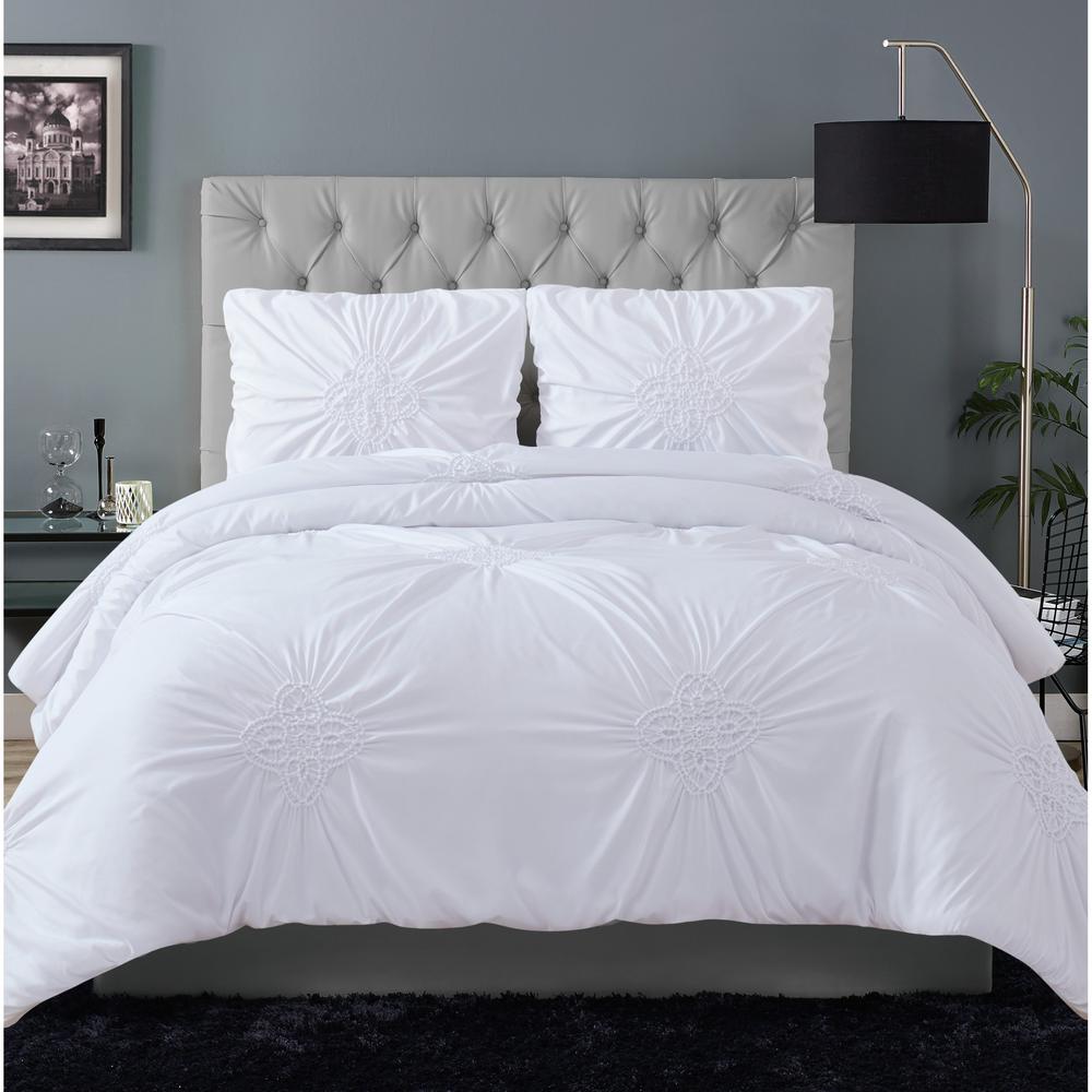 Christian Siriano Georgia Rouched 3 Piece Grey Full Queen Duvet