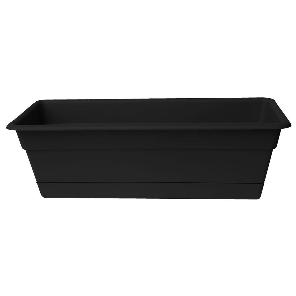 Bloem 18 X 5.75 Black Dura Cotta Plastic Window Box Planter W/ Saucer ...