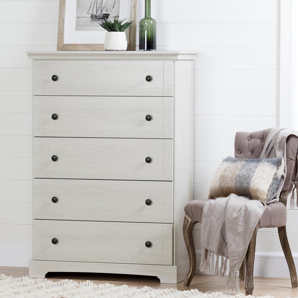 South Shore Avilla 5 Drawer Winter Oak Chest Of Drawers 10245