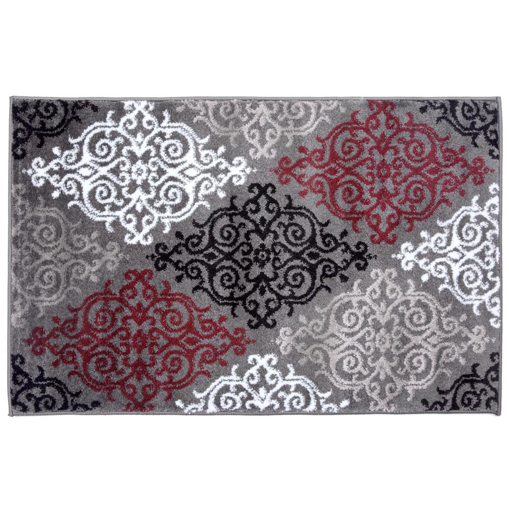 Modern Transitional Soft Damask Red Indoor Rug 24 X36 111 2x3 Modern Transitional Soft Damask Red Indoor Rug