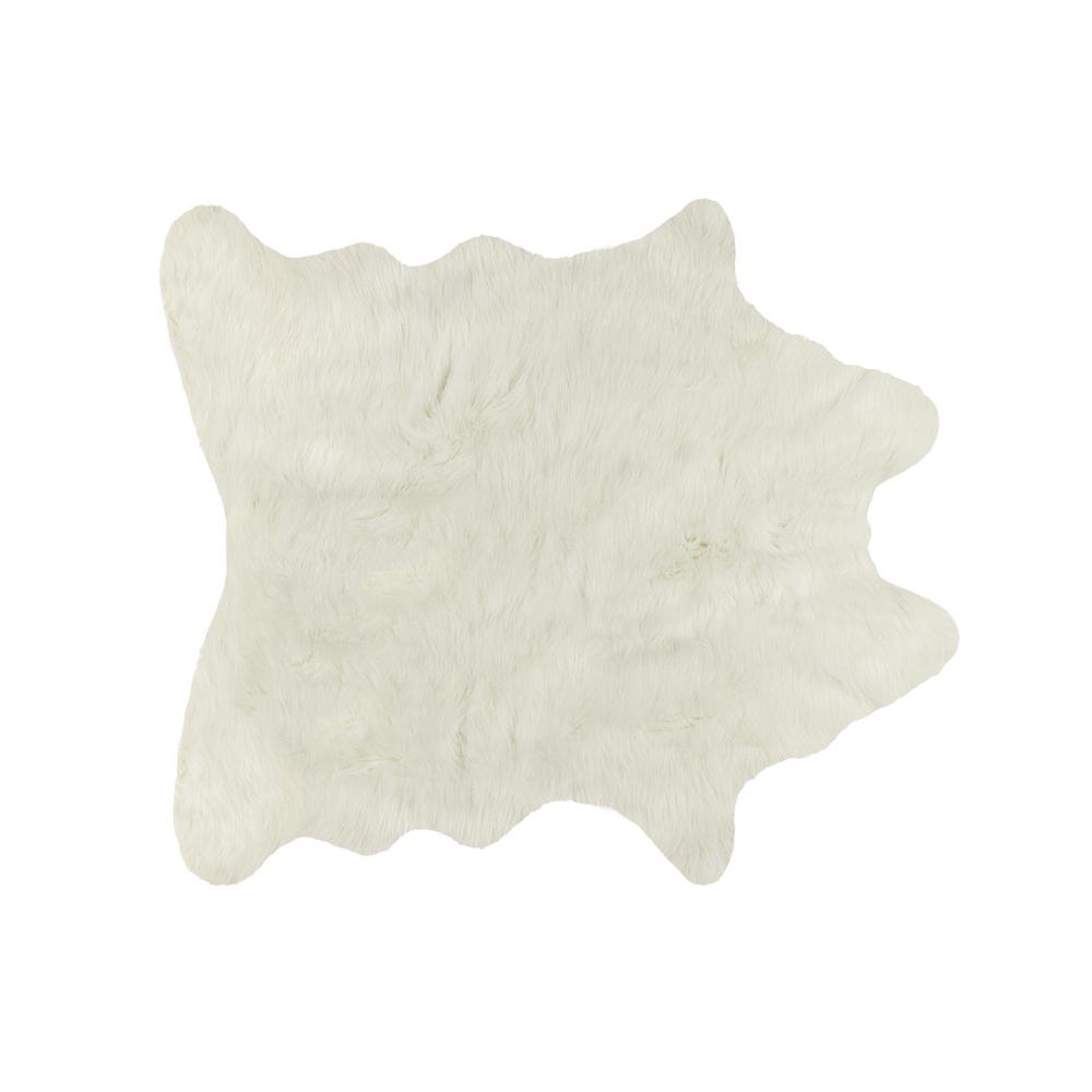 Faux Polar Bear 5 ft. x 8 ft. Cowhide Rug676685041012 The Home Depot