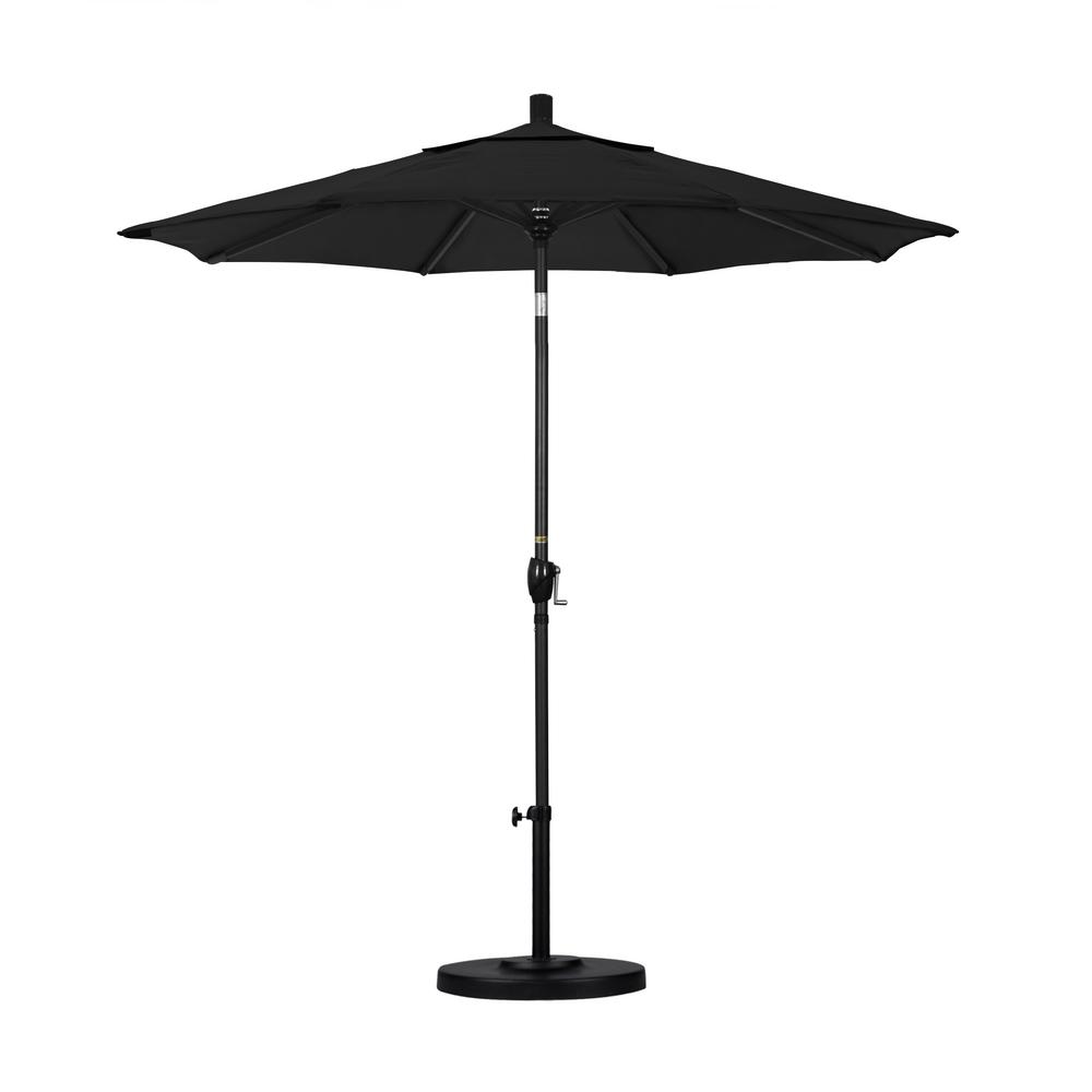 California Umbrella 7 5 Ft Black Aluminum Pole Market Aluminum Ribs Push Tilt Crank Lift Patio Umbrella In Black Sunbrella Gspt758302 5408 The Home Depot