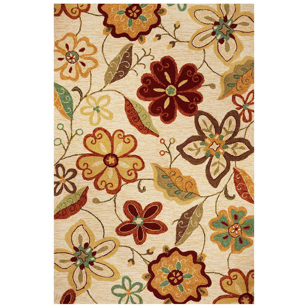 Kas Rugs Floral Sunrise Ivory 7 ft. 6 in. x 9 ft. 6 in. Indoor/Outdoor