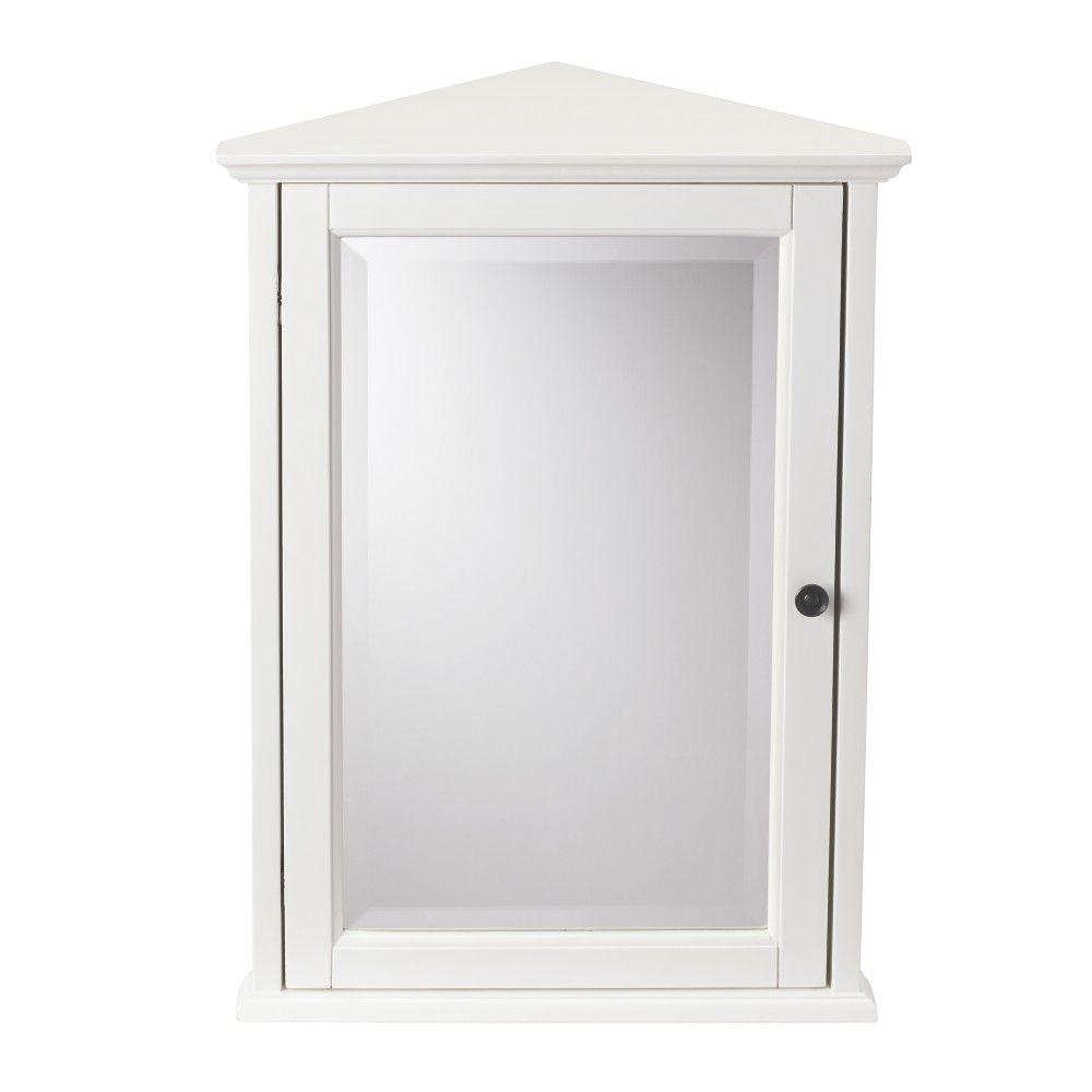 Home Decorators Collection Hamilton 20 In W X 27 In H Surface Mount Corner Wall Medicine Cabinet In Ivory 0567700410 The Home Depot