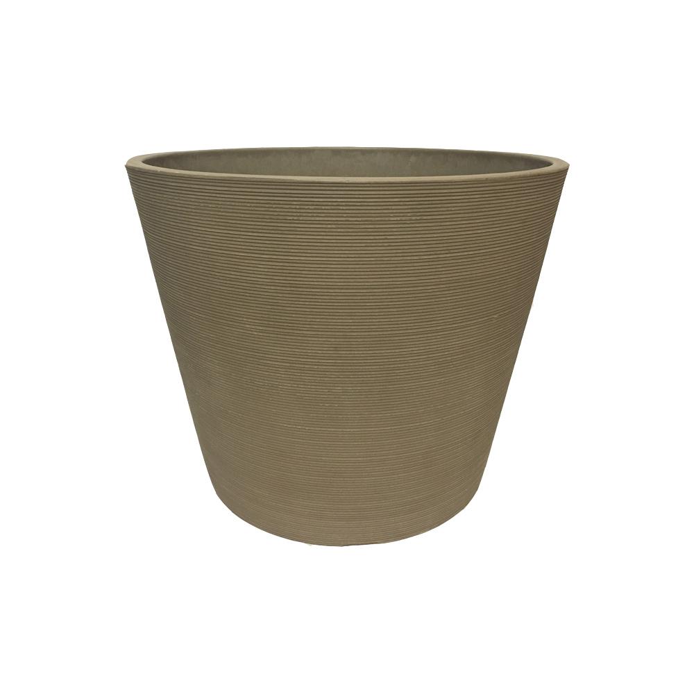 Arcadia Garden Products 16x13" PSW Etched Pot, Taupe