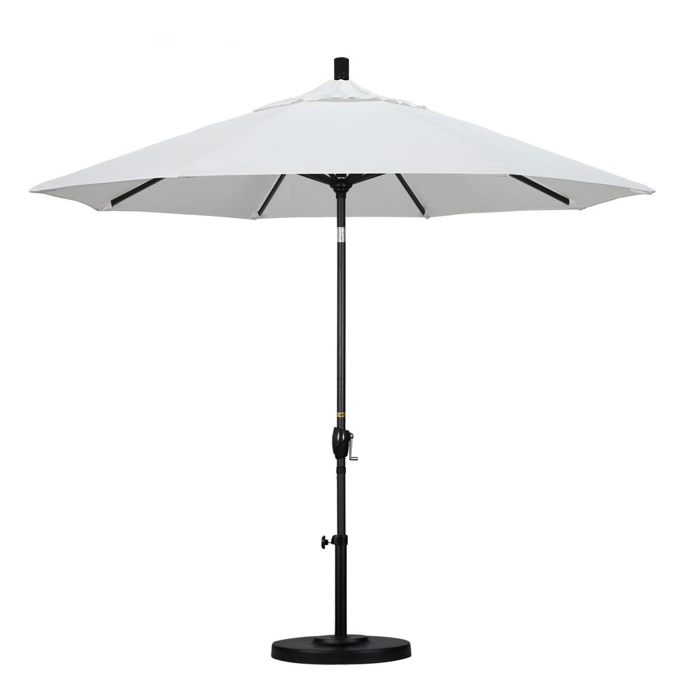 California Umbrella 9 Ft Black Aluminum Pole Market Aluminum Ribs Push Tilt Crank Lift Patio Umbrella In Natural Sunbrella Gspt908302 5404 The Home Depot