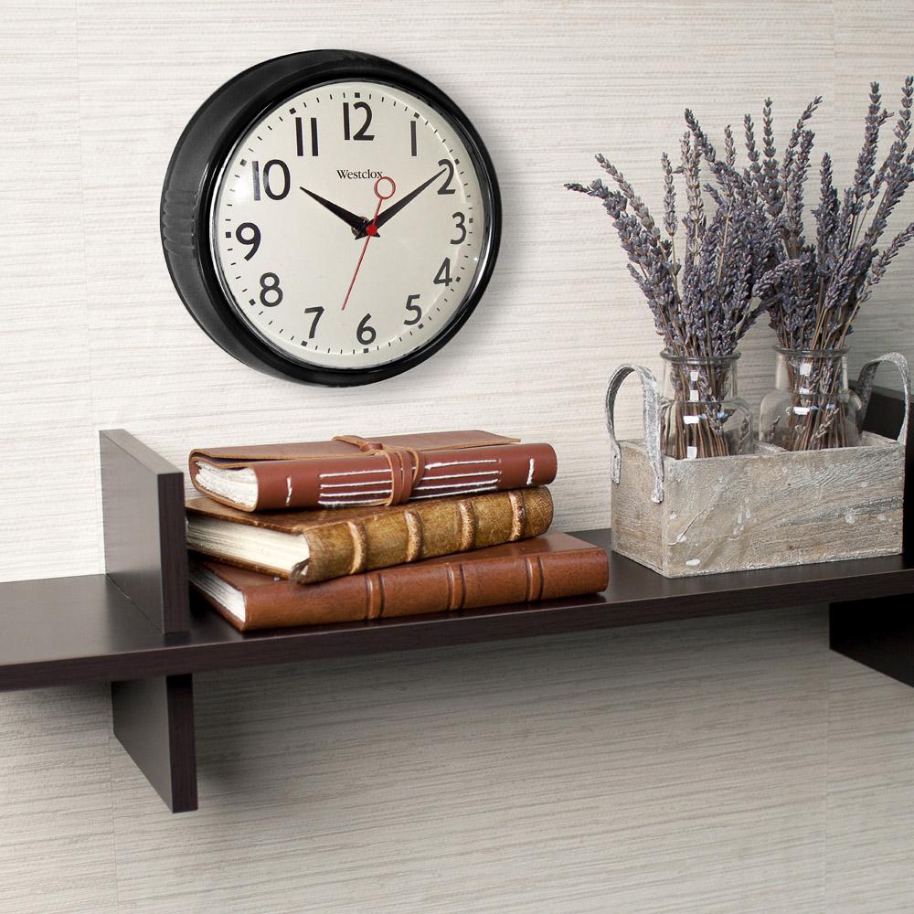 Westclox 9 5 In Black Retro Wall Clock 32042bk The Home Depot Black Retro Wall Clock