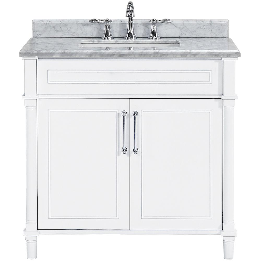 Home Decorators Collection Aberdeen 36 In W X 22 In D Single Bath Vanity In White With Carrara Marble Top With White Sink 8103600410 The Home Depot