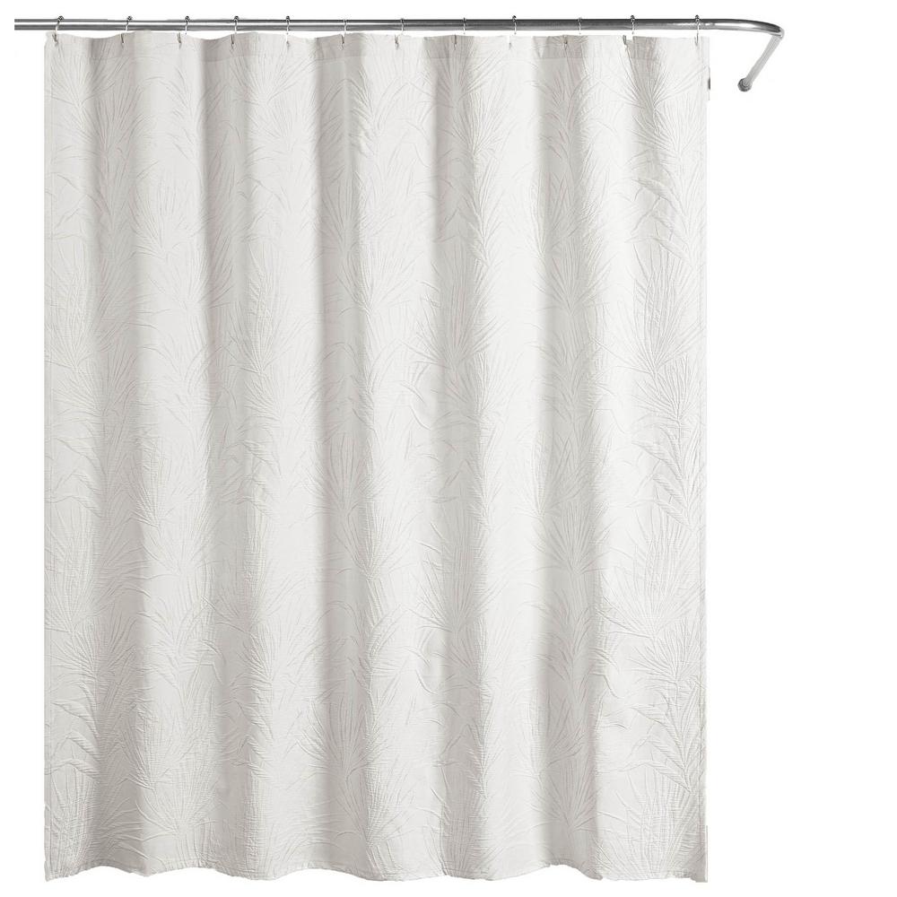 Unbranded Ella European Matelassé 72 in. Shower Curtain WhiteM19SCELWH
