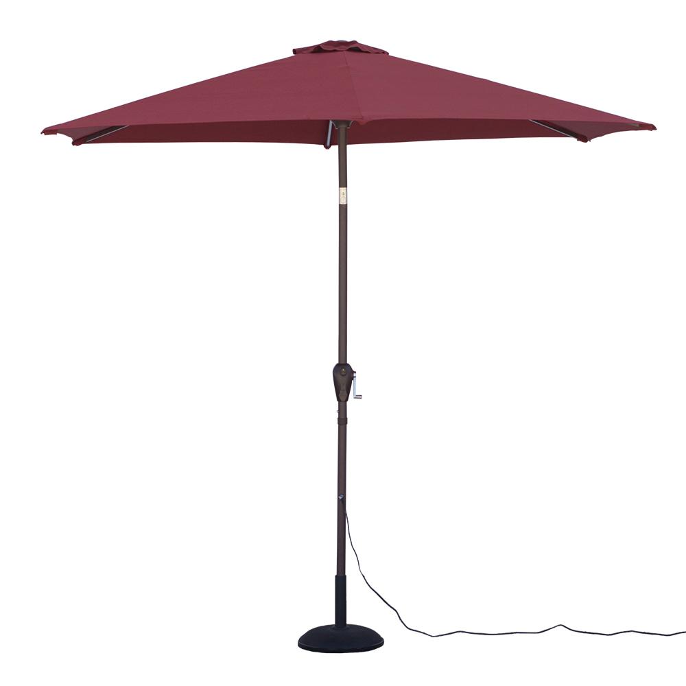 Unbranded 9 Ft W X 9 Ft D X 8 Ft H Round Tilting Patio Umbrella With Warm Led Lights In Red With Uv Stain Resistant Umbrella 162693ds The Home Depot