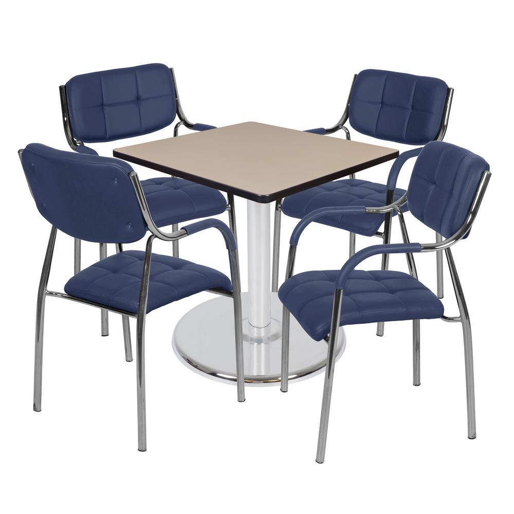 Beige//Chrome Regency Via Round Caf/é High Platter Base Table 30