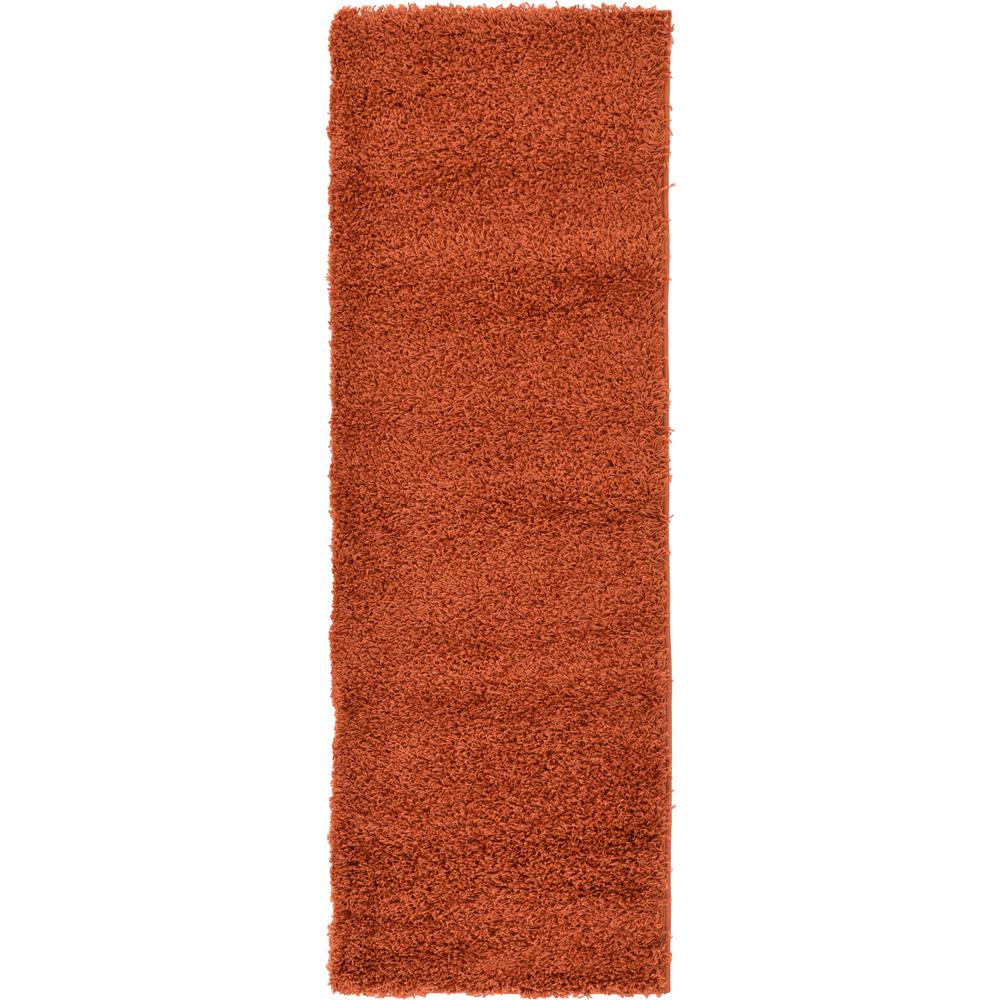 Unique Loom Solid Shag Terracotta 6 ft. Runner Rug3127824 The Home Depot
