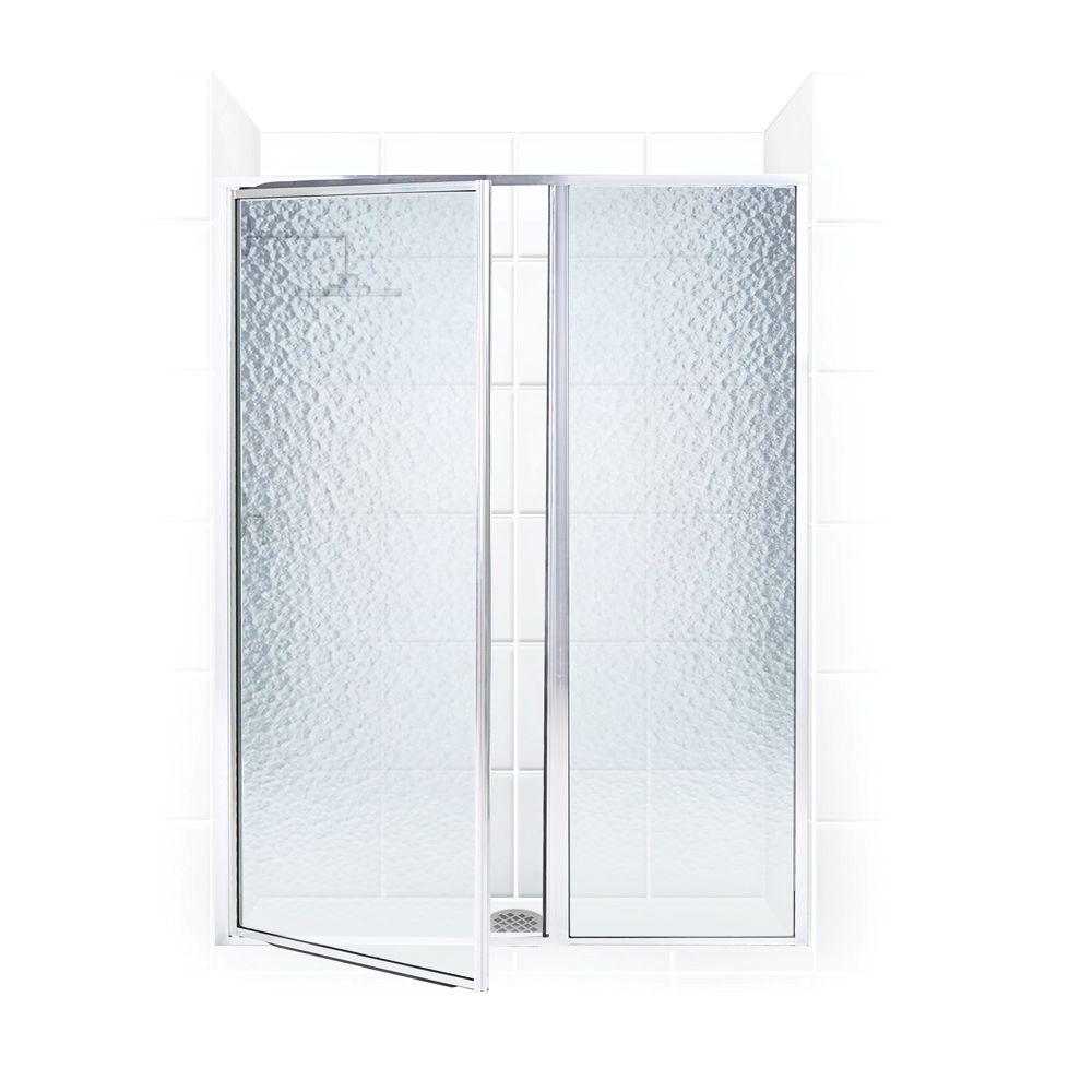 Coastal Shower Doors Legend Series 45 In X 66 Framed Hinge Framed Hinge Swing Shower Door With Inline Panel In Platinum Obscure Glass