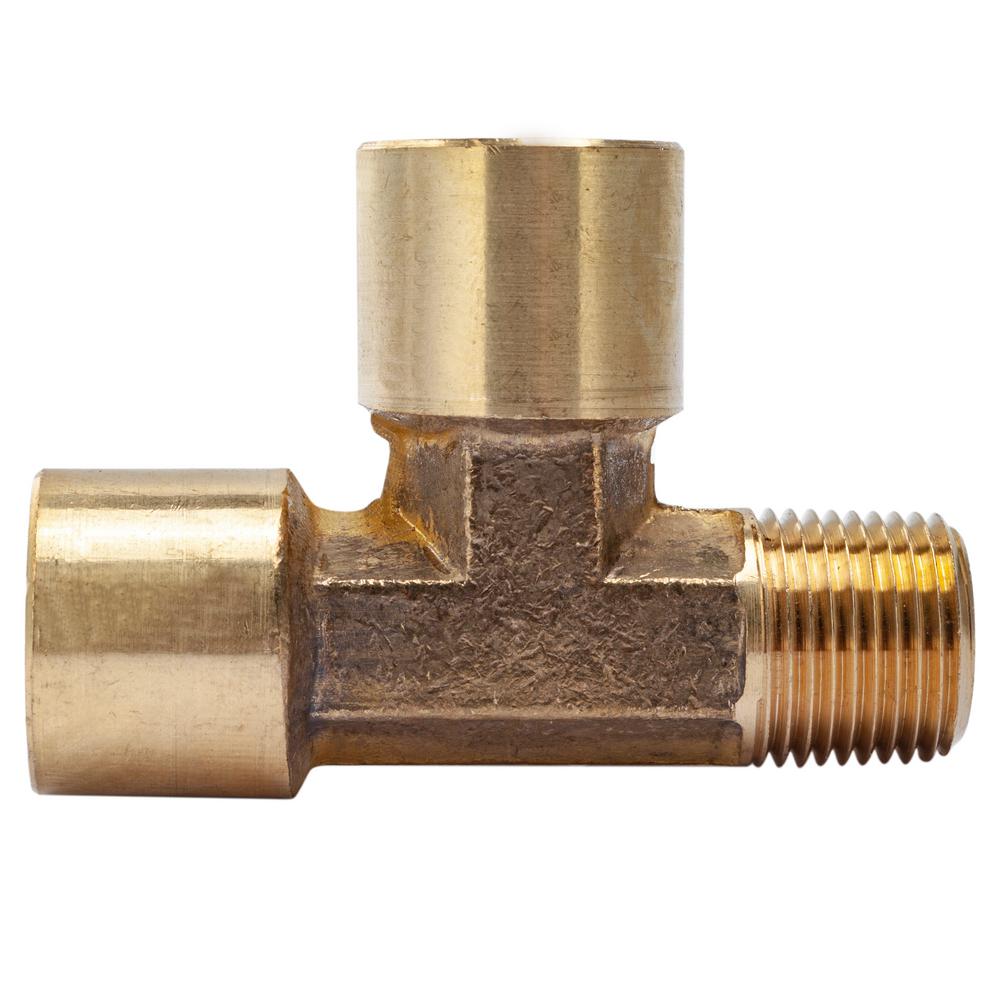 LTWFITTING 3/8 in. MIP x 3/8 in. FIP x 3/8 in. FIP Brass Pipe Tee Fitting (5Pack)HF313605