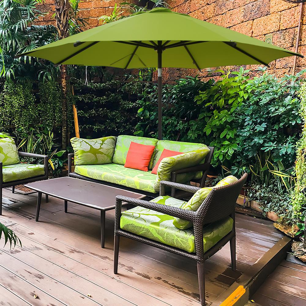 Abba Patio 9 Ft Market Patio Umbrella Steel Pole With Auto Tilt And Crank Lime Green 8 Ribs Ap9388ctag The Home Depot