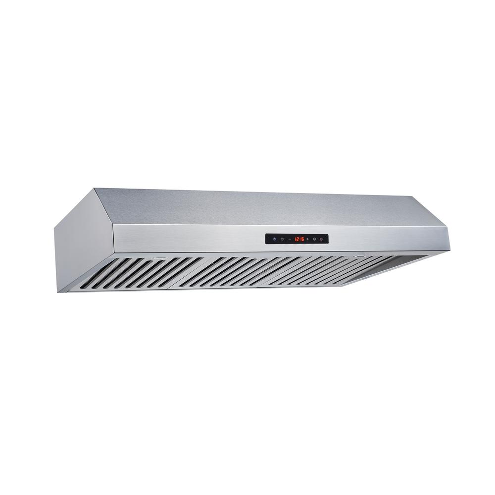 Winflo 30 In Convertible 500 Cfm Under Cabinet Range Hood In Stainless Steel With Baffle Filters And Touch Control Ur011b30s The Home Depot