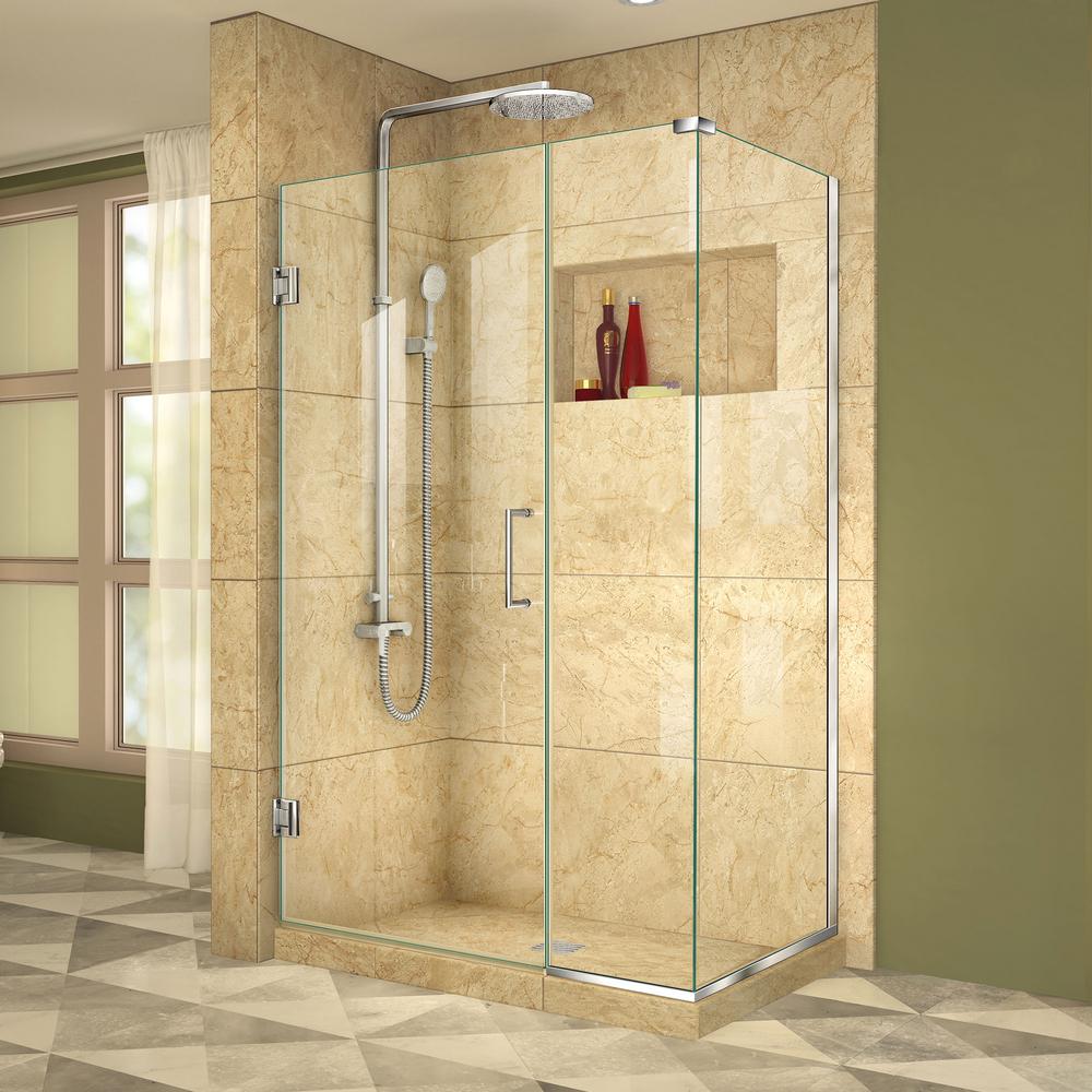 Dreamline Unidoor Plus 38 5 In W X 34 3 8 D 72 H Frameless Hinged Shower Enclosure Chrome