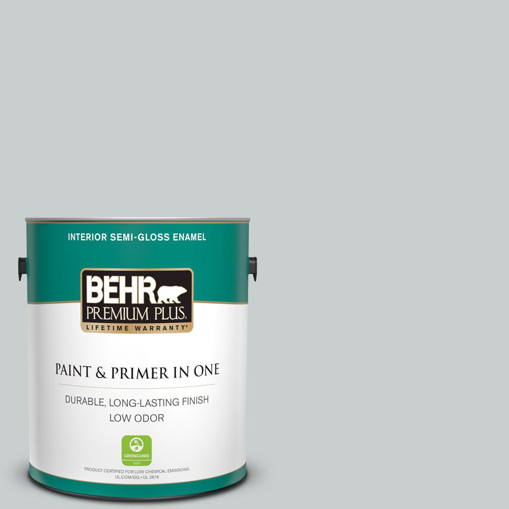 Behr Premium Plus 1 Gal 7e 2 Light French Gray Semi Gloss Enamel Low Odor Interior Paint And Primer In One The Home Depot