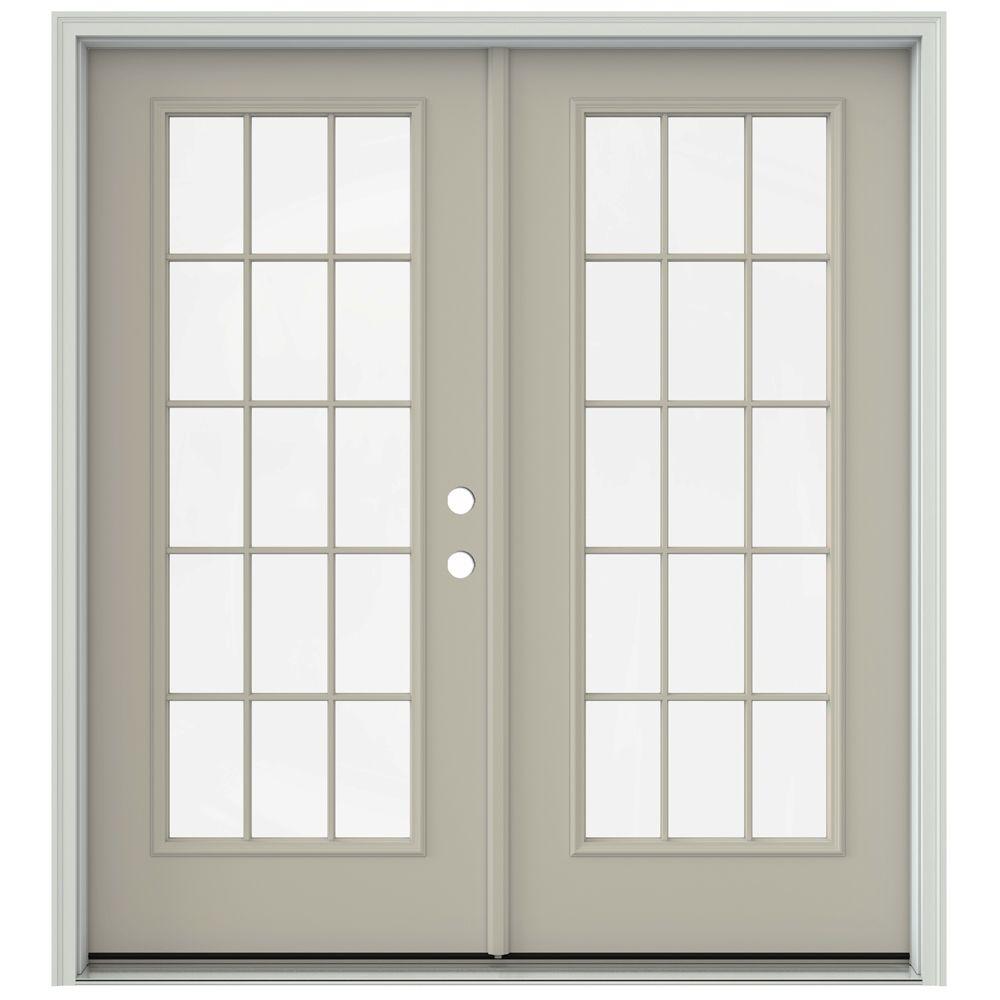 JELDWEN 72 in. x 80 in. Primed Steel RightHand Inswing 15 Lite Glass