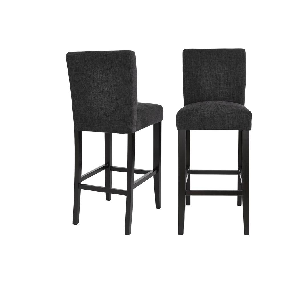 StyleWell Banford Ebony Wood Upholstered Bar Stool with Back and Black Seat (Set of 2) (17.51 in. W x 44.29 in. H) was $279.0 now $167.4 (40.0% off)