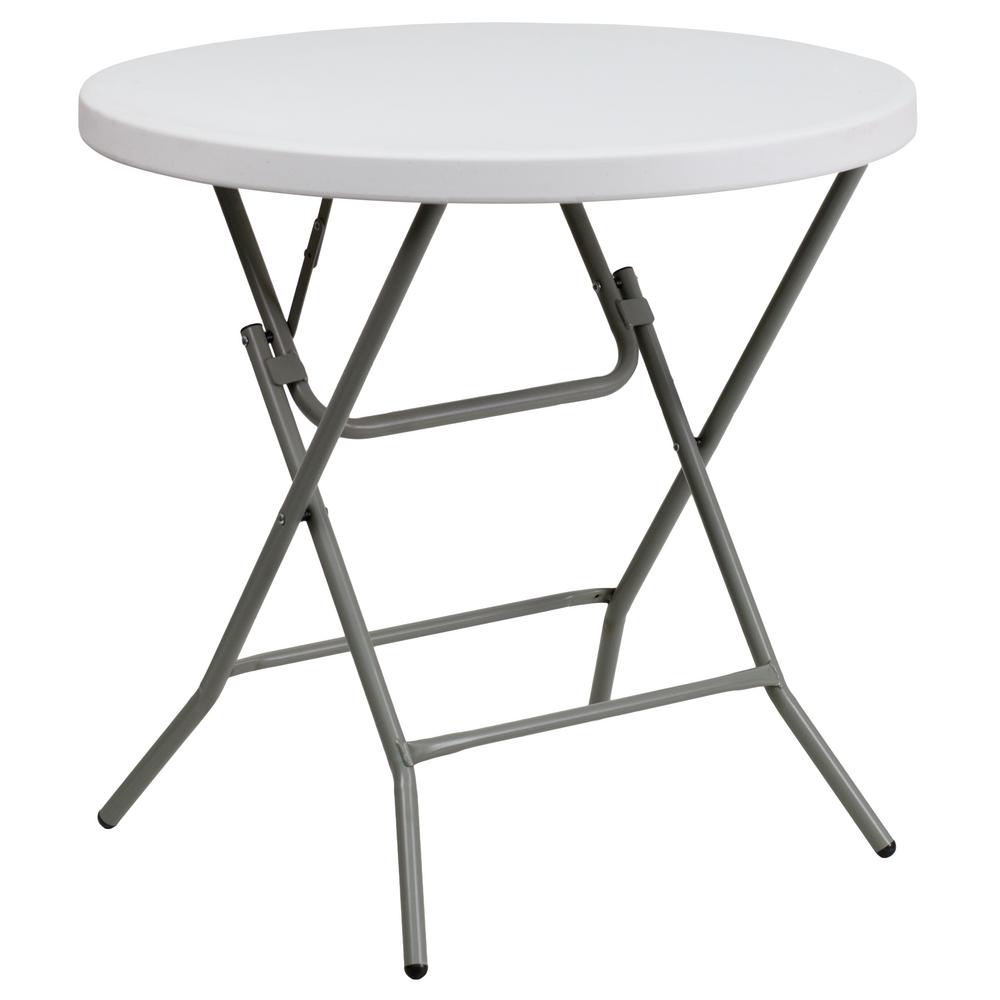 31.5 in. Granite White Plastic Tabletop Metal Frame Folding TableCGA