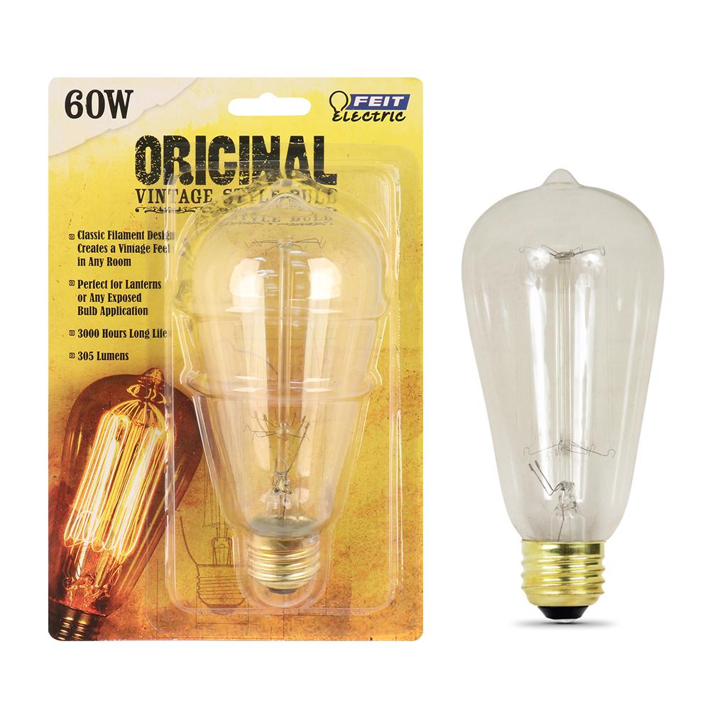 Indoor Outdoor Light Bulbs Lighting The Home Depot 60w Soft White St19 Dimmable Incandescent Antique Edison Amber Glass Filament Vintage Style Light Bulb