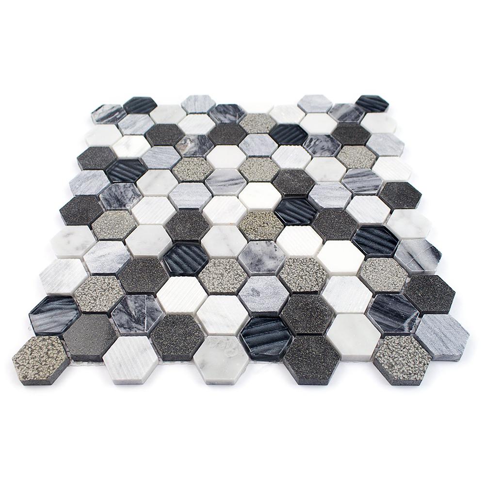 grey hexagon splashback tiles