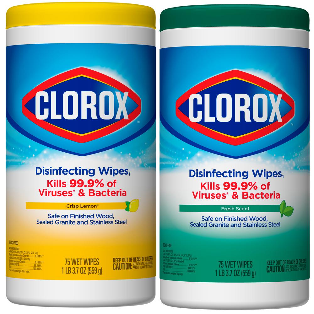 Clorox 75-Count Crisp Lemon Scent and Fresh Scent Bleach Free Disinfecting Wipes (2-Pack)