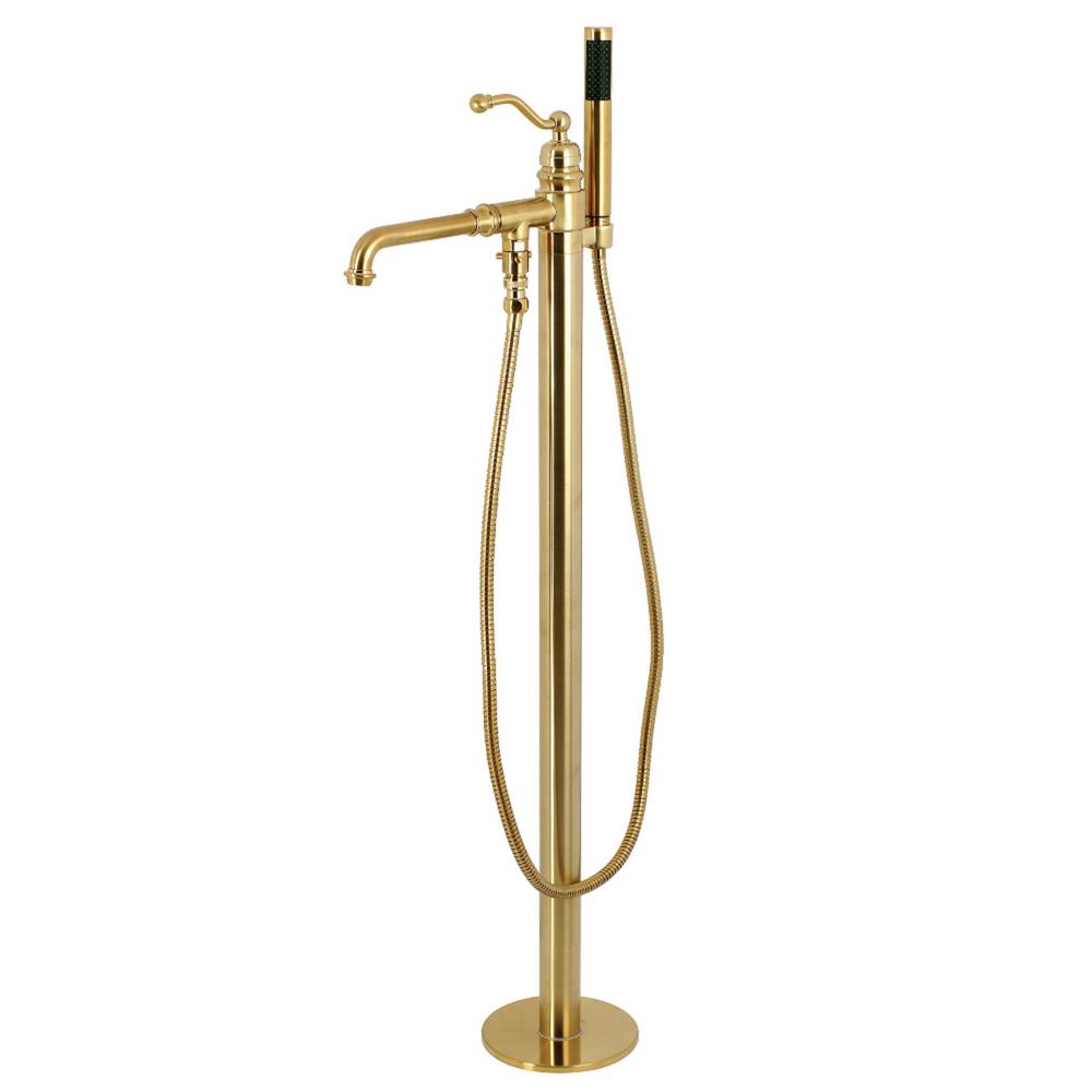 Kingston Brass Country Single Handle Freestanding Roman Tub Faucets With Hand Shower In Brushed