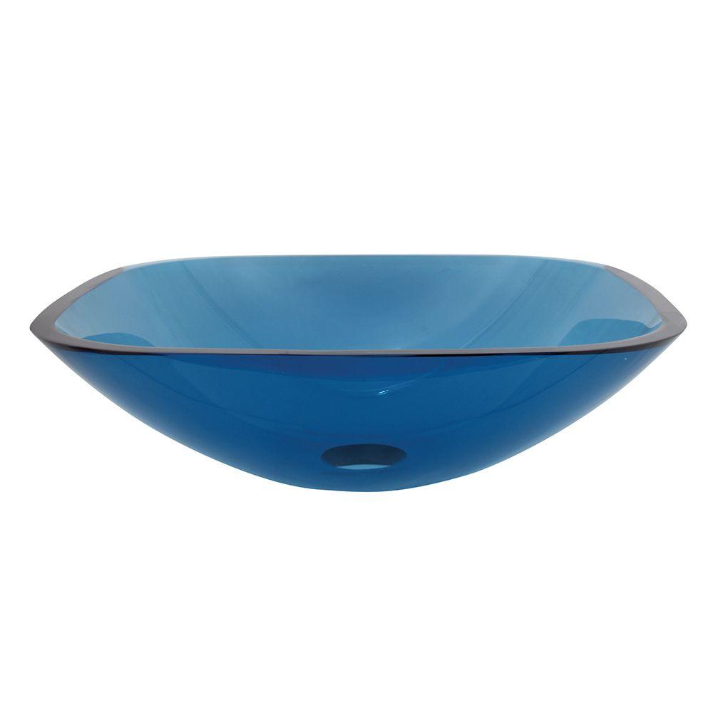 Kingston Brass Square Glass Vessel Sink in BlueHEVSQFB4 The Home Depot