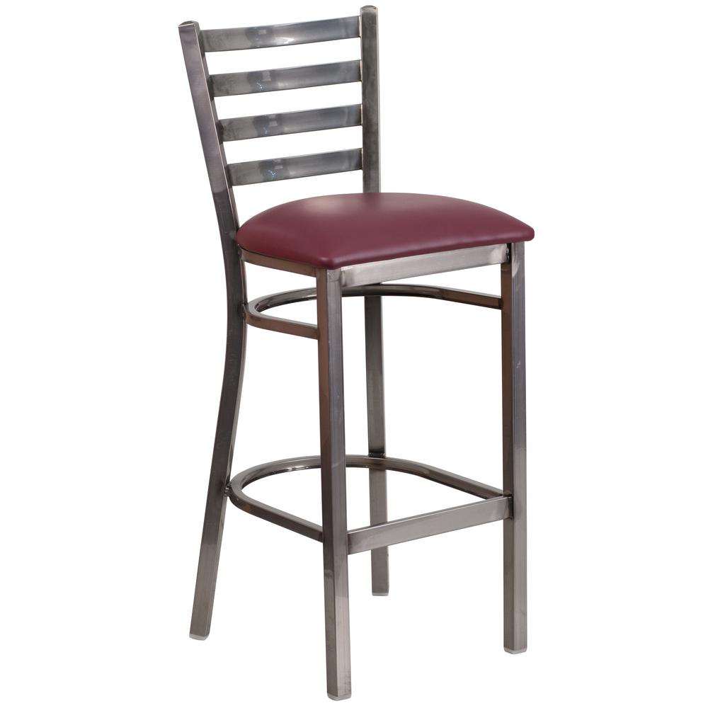 Flash Furniture 31 in. Burgundy and Clear Steel Cushioned ...