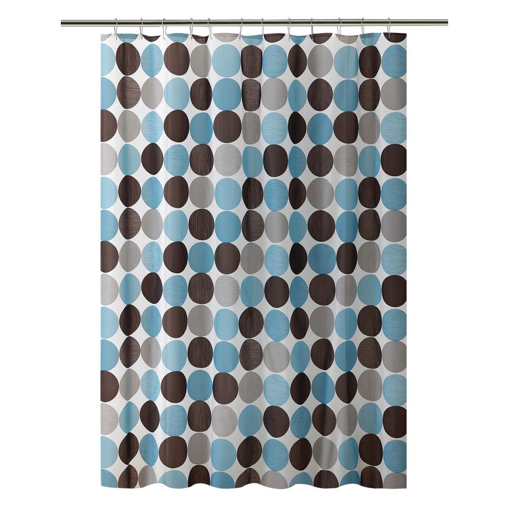 blue and brown shower curtain