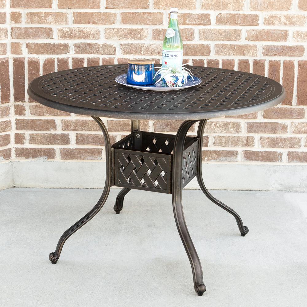 72 Inch Round Cast Aluminum Patio Table Images