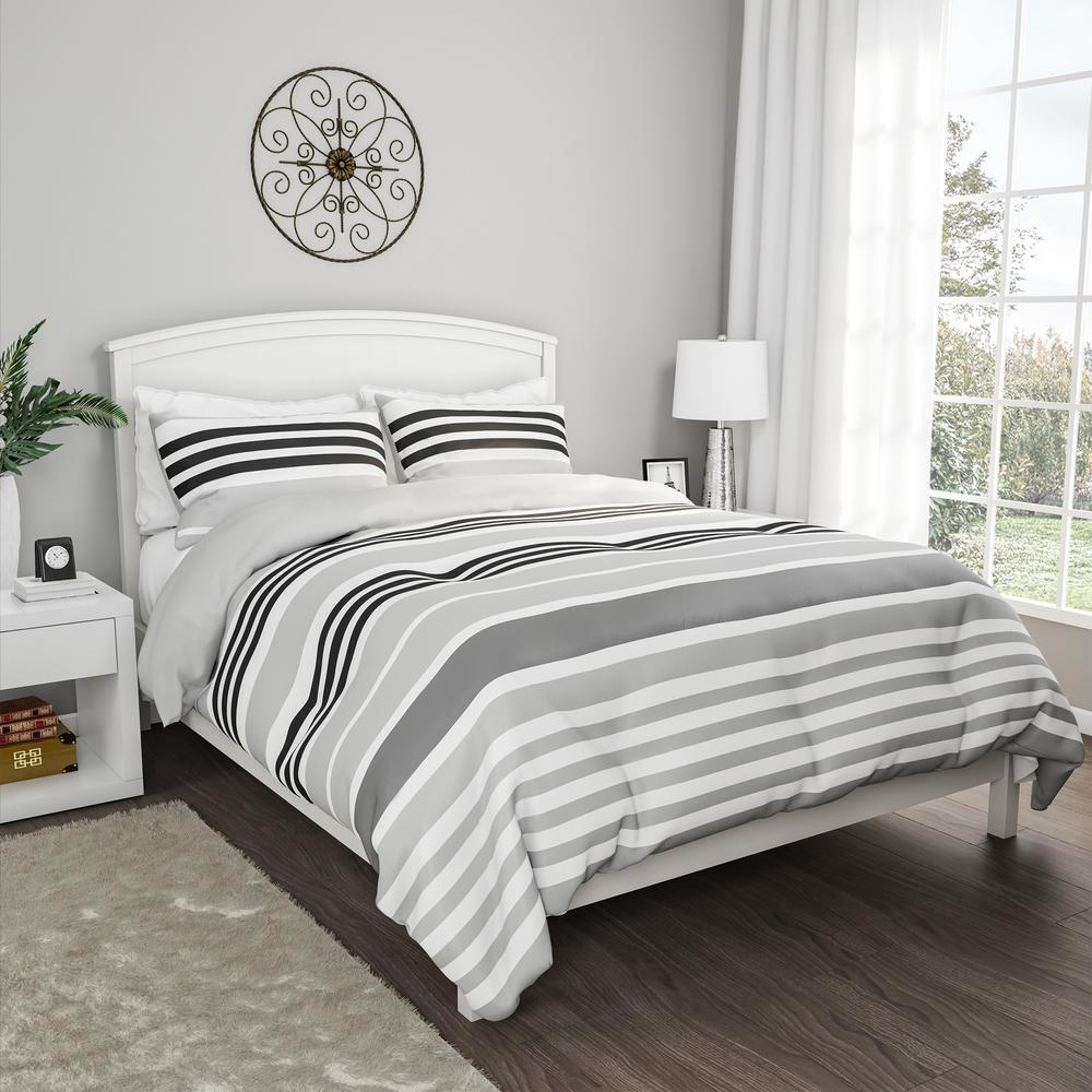 Lavish Home 3 Piece Seaside Dawn Striped Full Queen Hypoallergenic