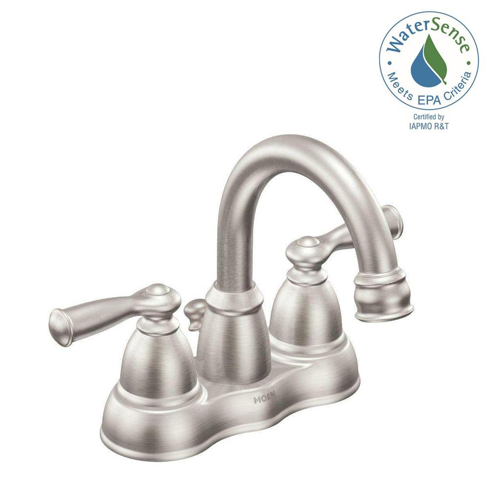 MOEN Banbury 4 In Centerset 2 Handle Bathroom Faucet In Spot Resist   Nickel Eco Moen Centerset Bathroom Sink Faucets Ws84913srn 64 300 