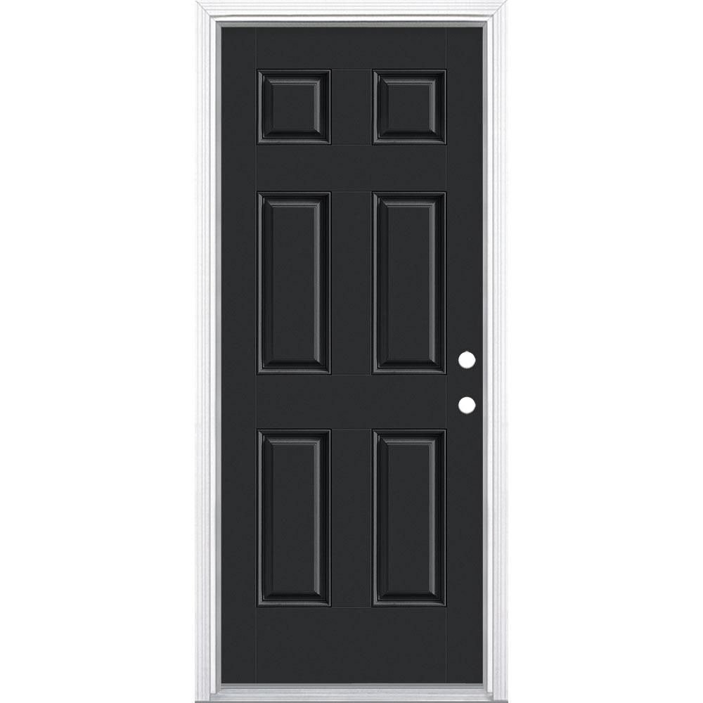 Masonite 32 In X 80 In 6 Panel Jet Black Left Hand Inswing