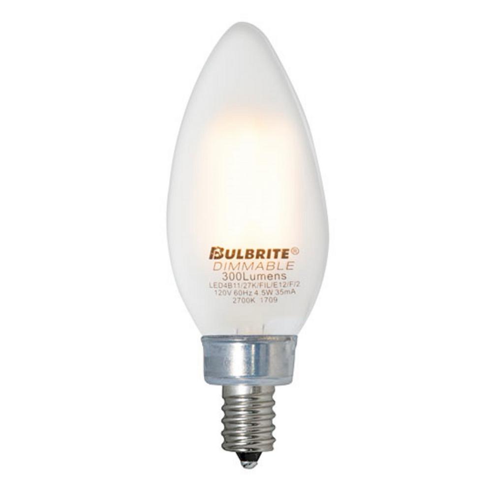 Bulbrite 40W Equivalent Warm White Light B11 Dimmable LED Filament